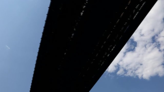 Under the bridge with a ship in new york city. Recorded in 2016 with a canon 6d