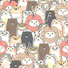 tigers and cats seamless pattern