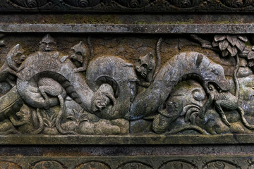 Bas-relief on a temple in Monkey Forest, Ubud