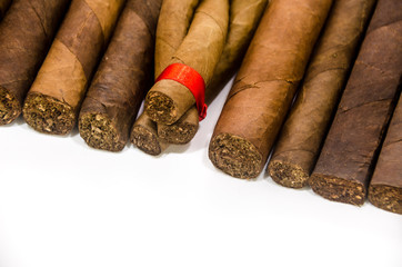 Traditional handmade cigars of tobacco leafs