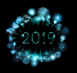 2019 happy new year with Sparkle firework