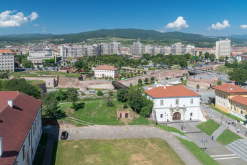 Alba Iulia aerial view of the Citadel Alba-Carolina in Alba Iulia, Romania