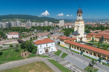 Alba Iulia aerial view of the Citadel Alba-Carolina in Alba Iulia, Romania
