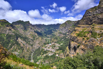 Fototapeta na wymiar Valley of the Nuns, small cozy village Curral das Freiras in mountains of Madeira Island, Portugal