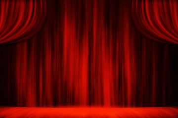 Red curtain stage theater studio entertainment background.