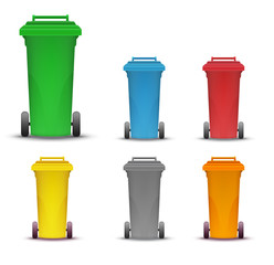 garbage containers for sorting waste. Vector image in a flat cartoon style.