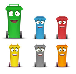 garbage containers for sorting waste. Vector image in a flat cartoon style.