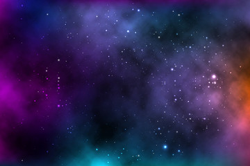 vector background of an infinite space with stars, galaxies, nebulae.