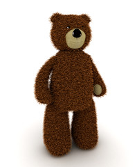 Toy teddy bear on a white