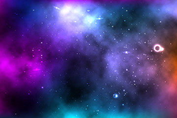 vector background of an infinite space with stars, galaxies, nebulae.