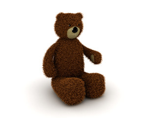 Toy teddy bear on a white