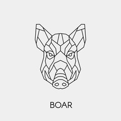 Geometric boar. Polygonal linear wild pig head. Vector illustration.