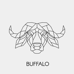 Geometric buffalo. Polygonal linear african bull head. Vector illustration.