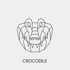 Naklejka premium Geometric crocodile. Polygonal linear animal head. Vector illustration.