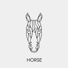 Geometric horse. Polygonal linear animal head. Vector illustration.