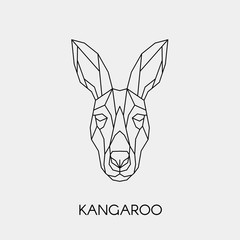 Geometric kangaroo. Polygonal linear australian animal head. Vector illustration.