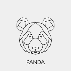 Geometric panda. Polygonal linear bamboo bear head. Vector illustration.