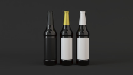Mock up of tall beer bottles with blank labels