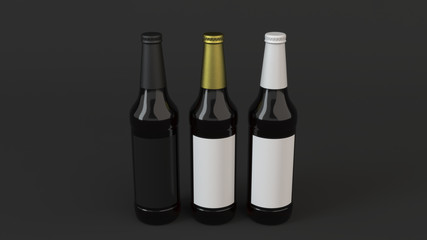 Mock up of tall beer bottles with blank labels