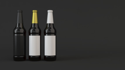 Mock up of tall beer bottles with blank labels