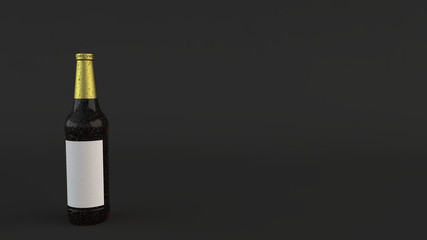 Mock up of tall beer bottle with blank label and condensation
