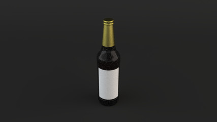 Mock up of tall beer bottle with blank label and condensation