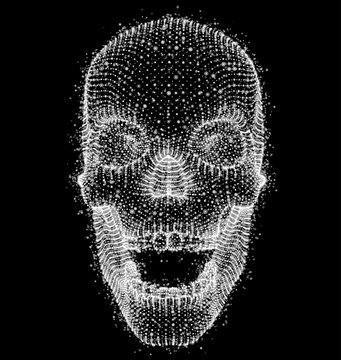 vector human skull. volume of points and polygons. the concept of death and horror. holiday of the day of the dead