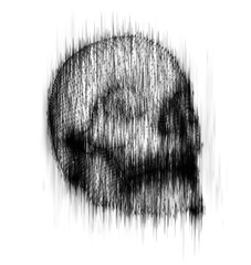 human skull from the drip of ink on the background.