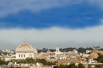Fototapeta na wymiar Landscape of Rome from the Giardino degli Aranci, Aventino, Italy
