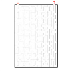 Abstract rectangular maze. Game for kids. Puzzle for children. One entrances, one exit. Labyrinth conundrum. Simple flat vector illustration isolated on white background.