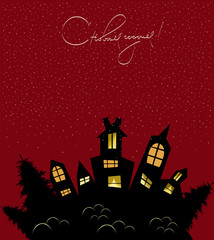 happy new year. city illustration in Russian