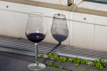 Glass with red wine