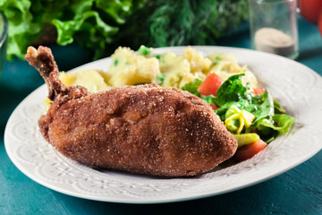 Chicken Kiev, breaded chicken breast