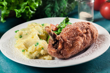 Chicken Kiev, breaded chicken breast