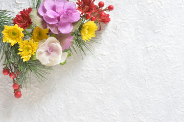 数珠と数珠袋と菊の花 和紙背景 Wall Mural Wallpaper Murals Tamayura39