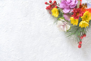 数珠と数珠袋と菊の花 和紙背景 Wall Mural Wallpaper Murals Tamayura39