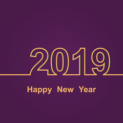 2019 Happy New Year on purple background