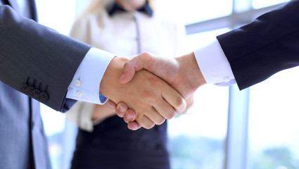 Business people shaking hands as a sign of agreement. Success concept