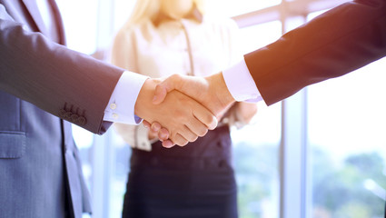 Business people shaking hands as a sign of agreement. Success concept