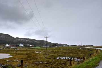 Norwegen, Regen, Sturm, Hafen, Fischereihafen, Fischernetz, Fischerhütte, Hütte, Boot,...