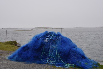 Norwegen, Regen, Sturm, Hafen, Fischereihafen, Fischernetz, Fischerhütte, Hütte, Boot,...