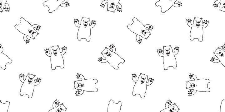 bear seamless pattern polar bear vector scarf isolated panda teddy cartoon illustration background repeat wallpaper
