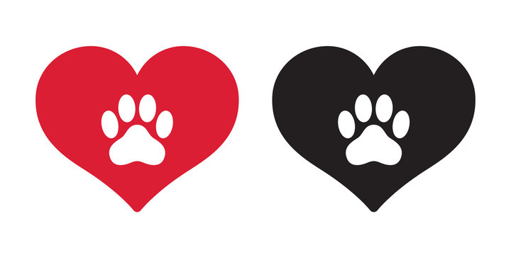Dog paw vector icon heart logo symbol french bulldog valentine cartoon illustration clip art graphic simple