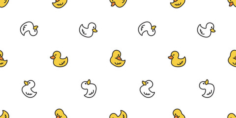 duck seamless pattern vector rubber duck cartoon tile background repeat wallpaper scarf isolated illustration