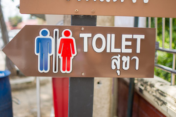 Sign toilet (Thai language is Toilet)