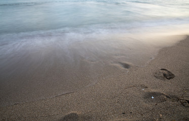Long exposure Wave on Clear Sand Beach