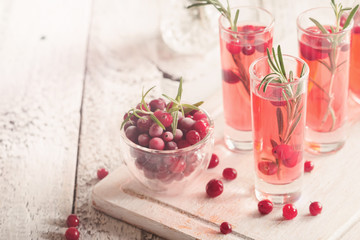 Refreshing drink with cranberries