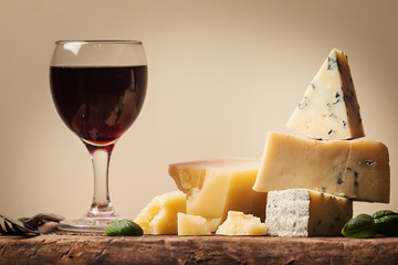 various types of cheese still life