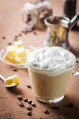 Bulletproof coffee, keto breakfast.