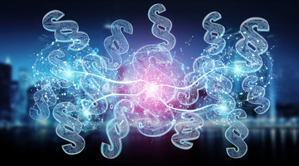 Digital paragraph law symbol background 3D rendering